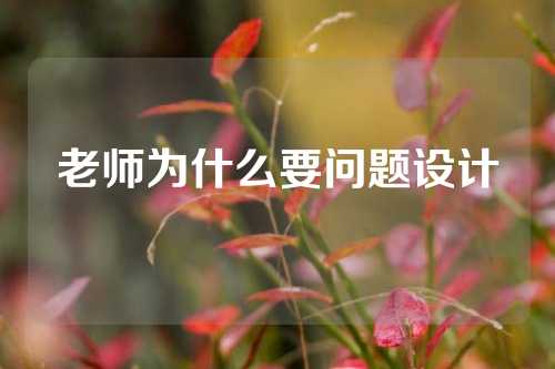 老师为什么要问题设计