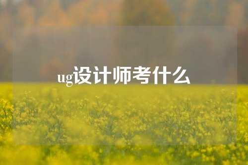 ug设计师考什么