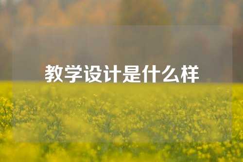 教学设计是什么样