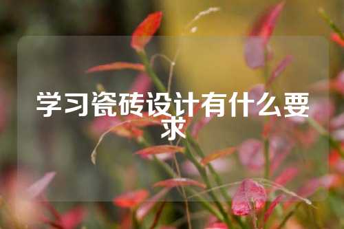 学习瓷砖设计有什么要求