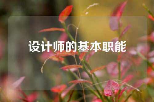 设计师的基本职能