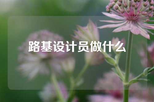 路基设计员做什么