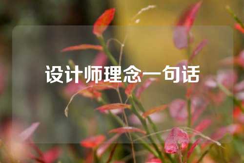 设计师理念一句话