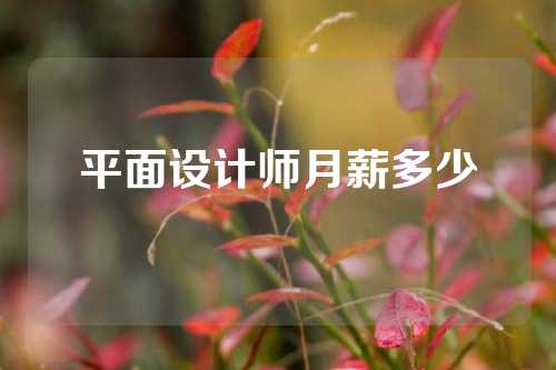 平面设计师月薪多少