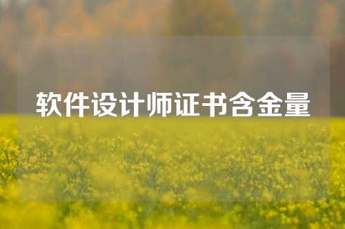 软件设计师证书含金量