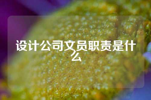设计公司文员职责是什么