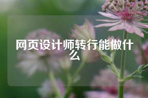 网页设计师转行能做什么