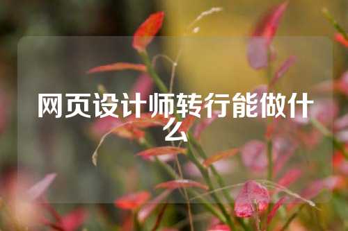 网页设计师转行能做什么