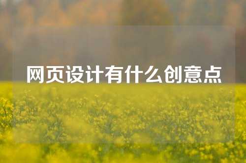 网页设计有什么创意点