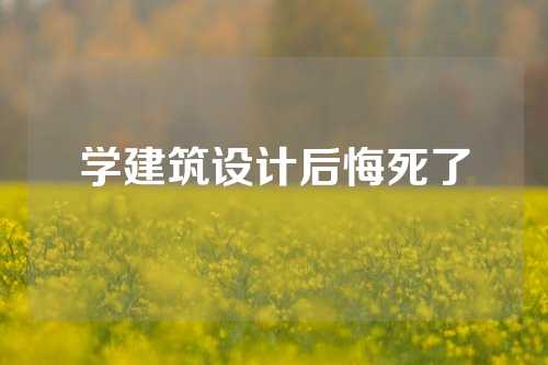 学建筑设计后悔死了