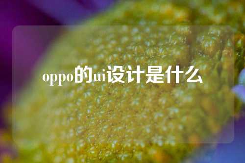 oppo的ui设计是什么