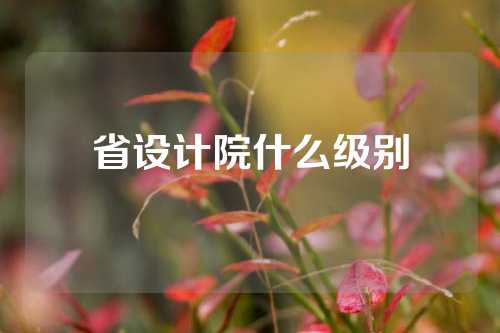 省设计院什么级别