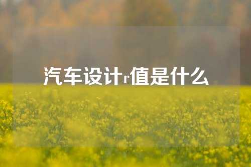 汽车设计r值是什么