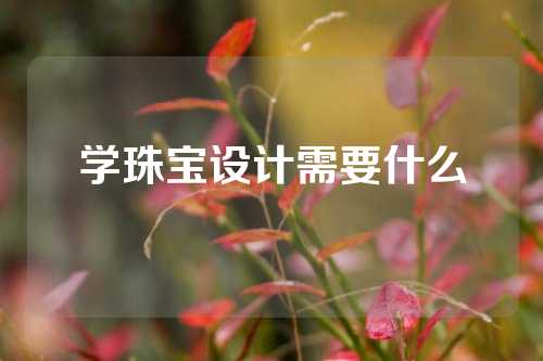 学珠宝设计需要什么