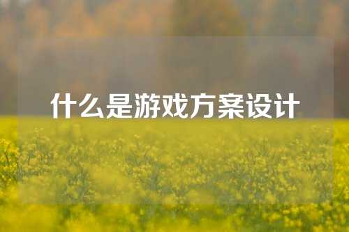 什么是游戏方案设计