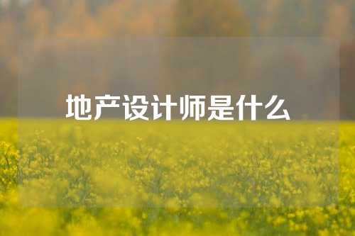 地产设计师是什么