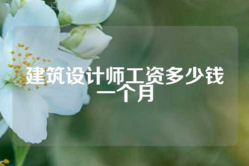 建筑设计师工资多少钱一个月