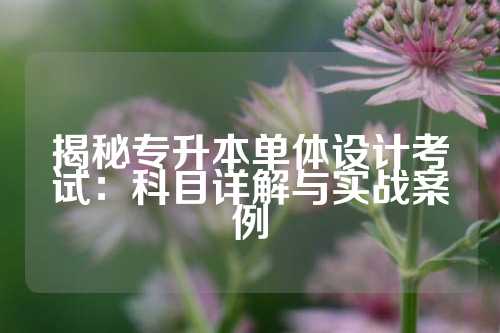 揭秘专升本单体设计考试：科目详解与实战案例