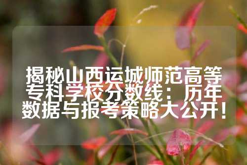 揭秘山西运城师范高等专科学校分数线：历年数据与报考策略大公开！