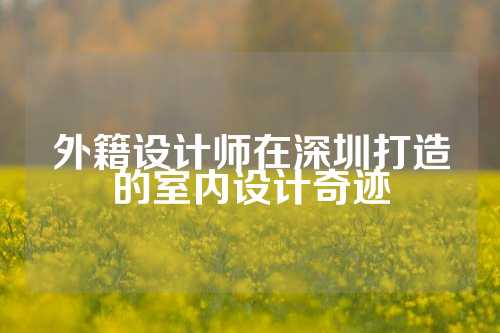 外籍设计师在深圳打造的室内设计奇迹