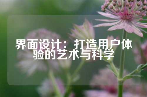 界面设计：打造用户体验的艺术与科学