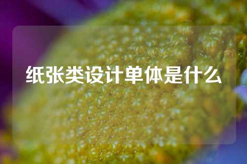 纸张类设计单体是什么