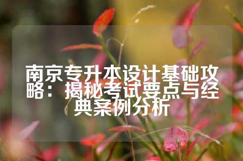 南京专升本设计基础攻略：揭秘考试要点与经典案例分析