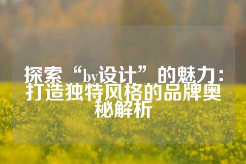 探索“by设计”的魅力：打造独特风格的品牌奥秘解析