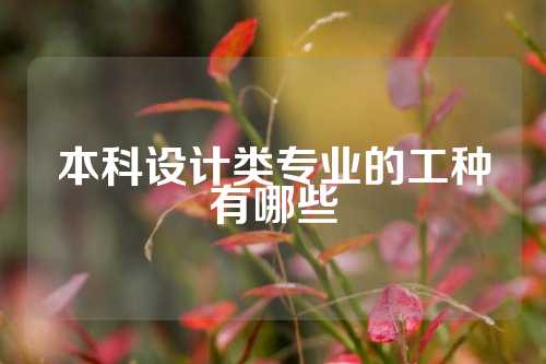 本科设计类专业的工种有哪些