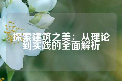 探索建筑之美：从理论到实践的全面解析